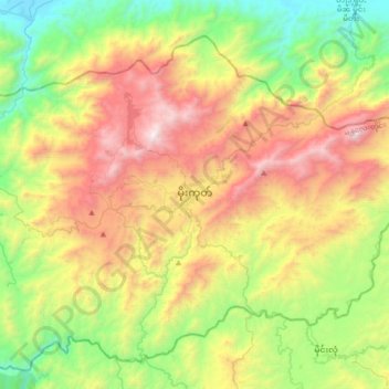 Topografische Karte Mogok, Höhe, Relief