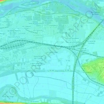 Topografische Karte Le Grand Village, Höhe, Relief
