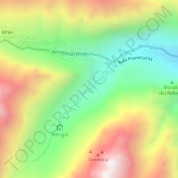 Topografische Karte Cajón de Arenales, Höhe, Relief