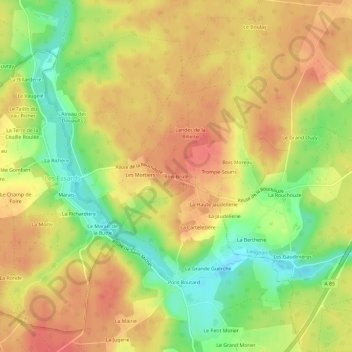 Topografische Karte Bois Brûlé, Höhe, Relief