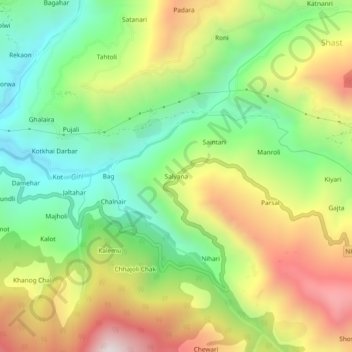 Topografische Karte Salyana, Höhe, Relief