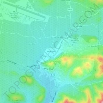 Topografische Karte Serre Menu, Höhe, Relief