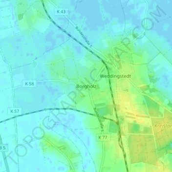 Topografische Karte Borgholz, Höhe, Relief