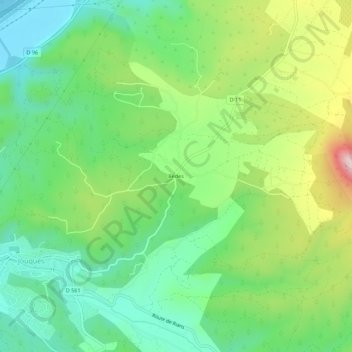 Topografische Karte Bèdes, Höhe, Relief