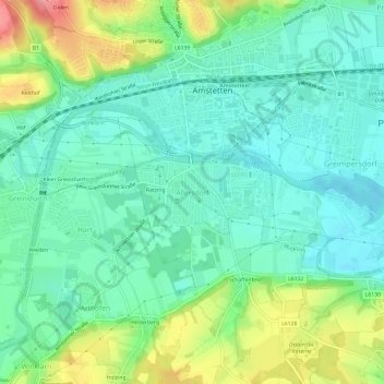 Topografische Karte Allersdorf, Höhe, Relief