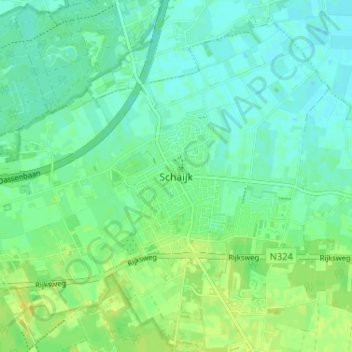 Topografische Karte Schaijk, Höhe, Relief