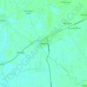 Topografische Karte Moonak, Höhe, Relief