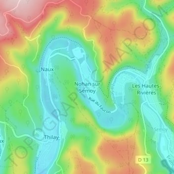 Topografische Karte Nohan sur Semoy, Höhe, Relief