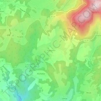 Topografische Karte Chauzeix, Höhe, Relief
