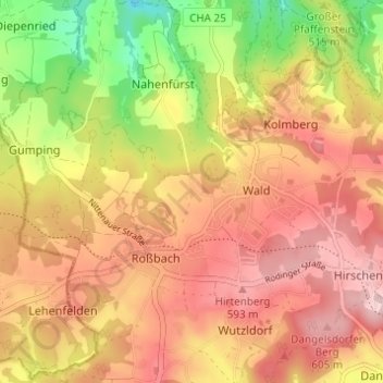 Topografische Karte Hönighof, Höhe, Relief