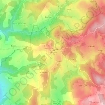 Topografische Karte Saint-Anne, Höhe, Relief