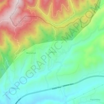 Topografische Karte Güldibi, Höhe, Relief