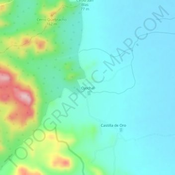 Topografische Karte Ojochal, Höhe, Relief