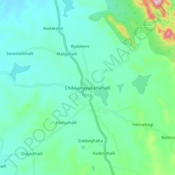 Topografische Karte Chikkanayakanahalli, Höhe, Relief