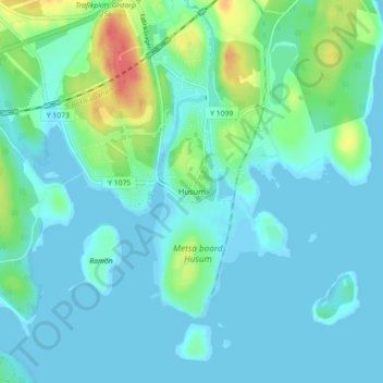 Topografische Karte Husum, Höhe, Relief