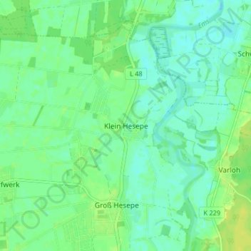 Topografische Karte Klein Hesepe, Höhe, Relief