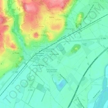 Topografische Karte Les Granges, Höhe, Relief