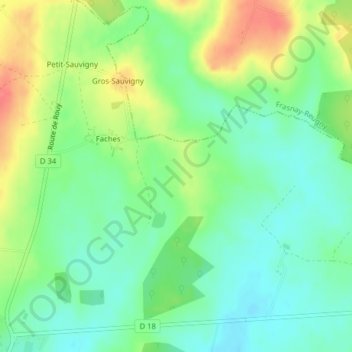 Topografische Karte Les Desserts, Höhe, Relief