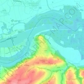 Topografische Karte Wallsee, Höhe, Relief