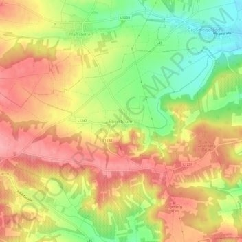 Topografische Karte Ebersbrunn, Höhe, Relief