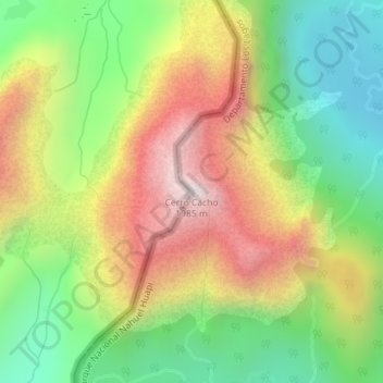 Topografische Karte Cerro Cacho, Höhe, Relief
