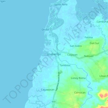 Topografische Karte Inabanga, Höhe, Relief