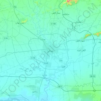 Topografische Karte Mardan, Höhe, Relief