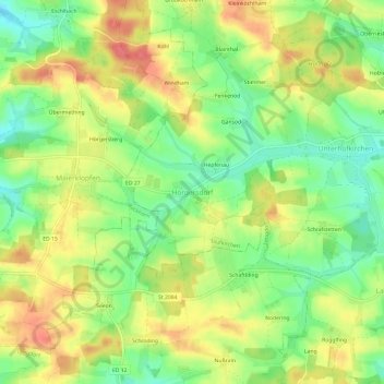Topografische Karte Hörgersdorf, Höhe, Relief