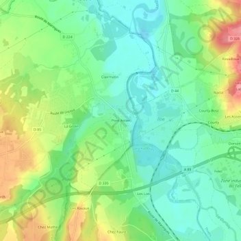 Topografische Karte Pont Astier, Höhe, Relief