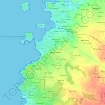 Topografische Karte Mezou Poullané, Höhe, Relief