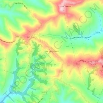 Topografische Karte Valle Apparignano, Höhe, Relief