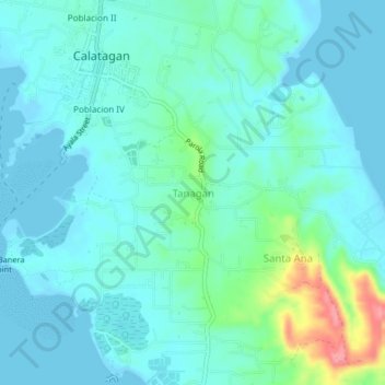 Topografische Karte Tanagan, Höhe, Relief