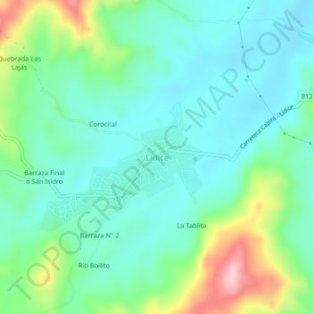 Topografische Karte Lídice, Höhe, Relief