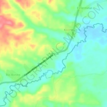 Topografische Karte Azagua, Höhe, Relief