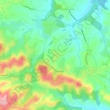 Topografische Karte Luxe, Höhe, Relief