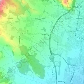 Topografische Karte Altendorf, Höhe, Relief