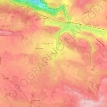 Topografische Karte Bouffies, Höhe, Relief