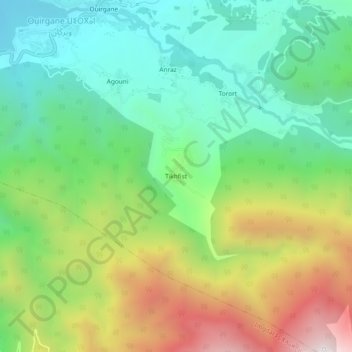Topografische Karte Tikhfist, Höhe, Relief