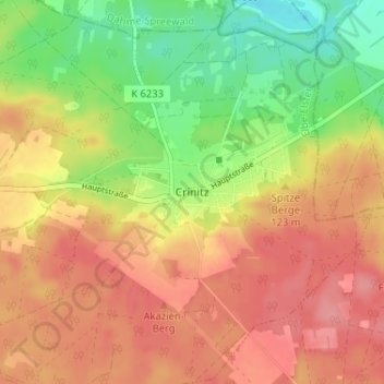 Topografische Karte Crinitz, Höhe, Relief