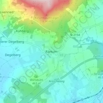 Topografische Karte Ränkam, Höhe, Relief