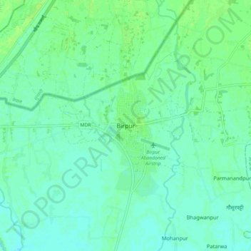 Topografische Karte Birpur, Höhe, Relief