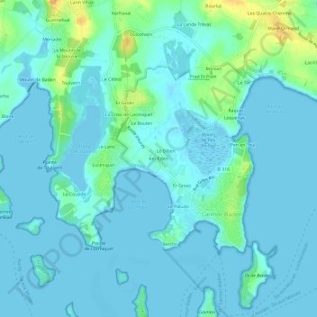 Topografische Karte Ker Eden, Höhe, Relief