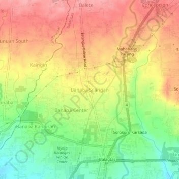 Topografische Karte Banaba East, Höhe, Relief