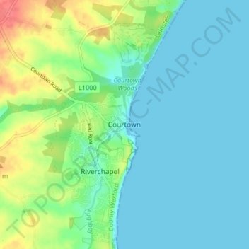 Topografische Karte Courtown, Höhe, Relief