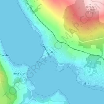 Topografische Karte Rhu, Höhe, Relief