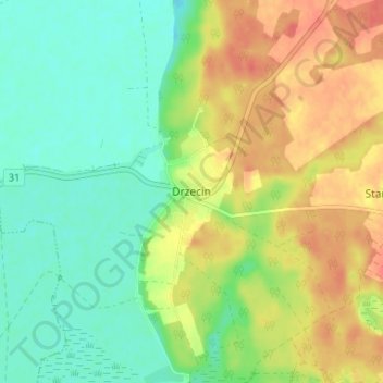 Topografische Karte Trettin, Höhe, Relief