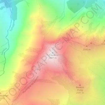 Topografische Karte Piz Beverin, Höhe, Relief
