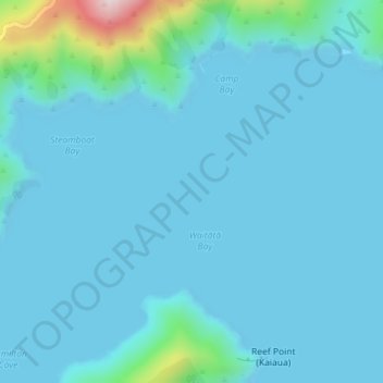 Topografische Karte Waitātā Bay, Höhe, Relief