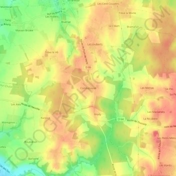 Topografische Karte Combabonet, Höhe, Relief