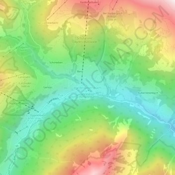 Topografische Karte Vorderlanersbach, Höhe, Relief